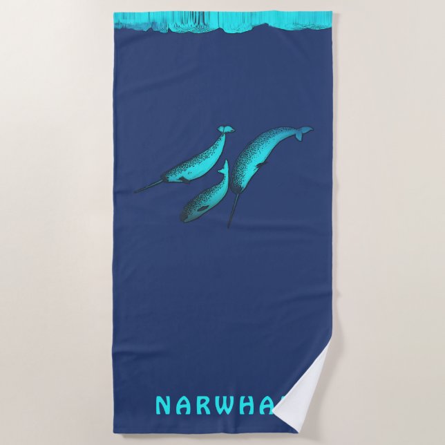 Narwhal unter dem Eis Strandtuch (Vorderseite)