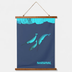 Narwhal unter dem Eis Wandteppich Mit Holzrahmen