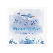 Narwhal unter der Sea Baby-Dusche Napkin