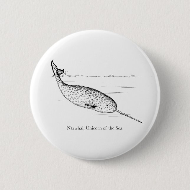 Narwhal Whale Einhorn des Meeres Button (Vorderseite)