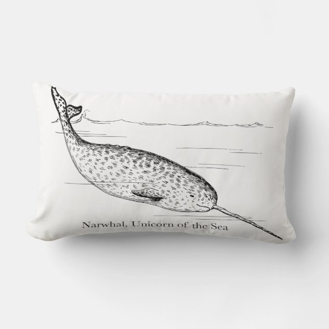 Narwhal Whale Einhorn des Meeres Lendenkissen (Vorderseite)