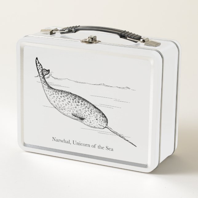 Narwhal Whale Einhorn des Meeres Metall Brotdose (Vorderseite)