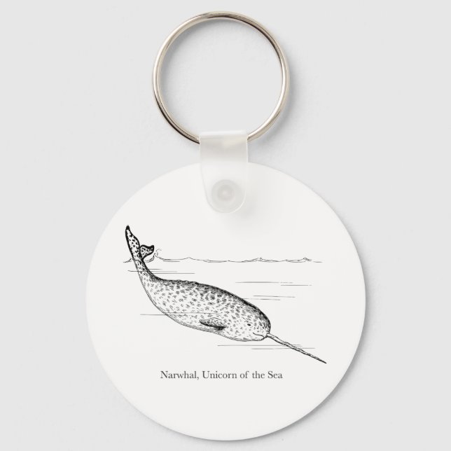 Narwhal Whale Einhorn des Meeres Schlüsselanhänger (Vorderseite)