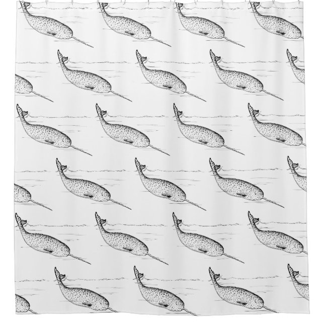 Narwhal Whale Pattern Duschvorhang (Vorderseite)