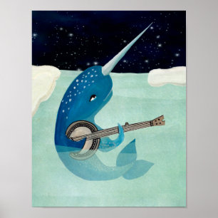 Narwhal's Aquarelle - Narwhal spielt Banjo Poster