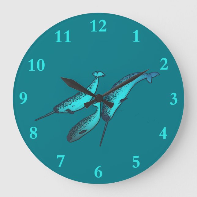 Narwhals Große Wanduhr (Vorderseite)