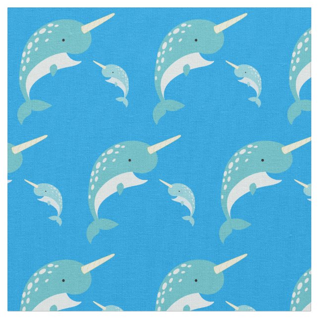 Narwhals Niedlich Cartoon Kinder Stoff (Nahaufnahme)
