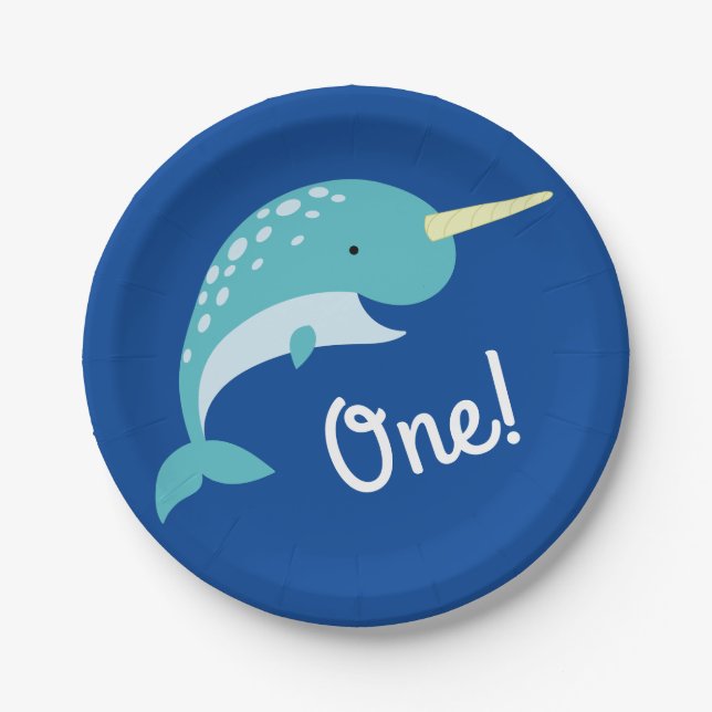 Narwhals Ocean Kid's Geburtstagsparty Pappteller (Vorderseite)