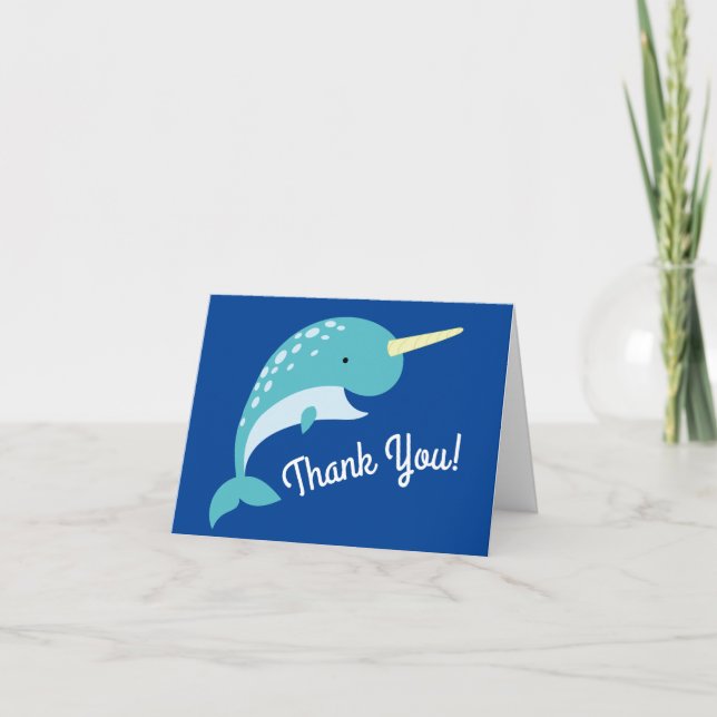 Narwhals Ocean Niedlich 1. Geburtstag Party Thema Karte (Vorderseite)