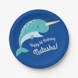 Narwhals Ocean Niedlich 1. Geburtstag Party Thema Pappteller