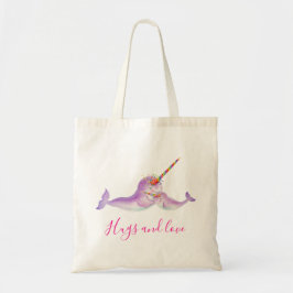 Narwhals Regenbogen unter Wasser Name der Aquarell Tragetasche