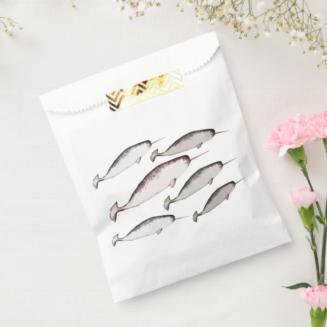 Narwhals Swim - Narwhal Pattern Whale Lover Gesche Geschenktütchen (Versiegelt)