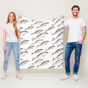 Narwhals Swim - Narwhal Whale Pattern Geschenk Fleecedecke