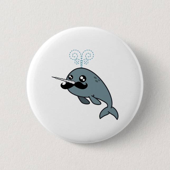Narwhalstache Button (Vorderseite)