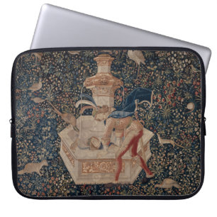 Narziss am Brunnen, mittelalterlicher Teppich Laptopschutzhülle