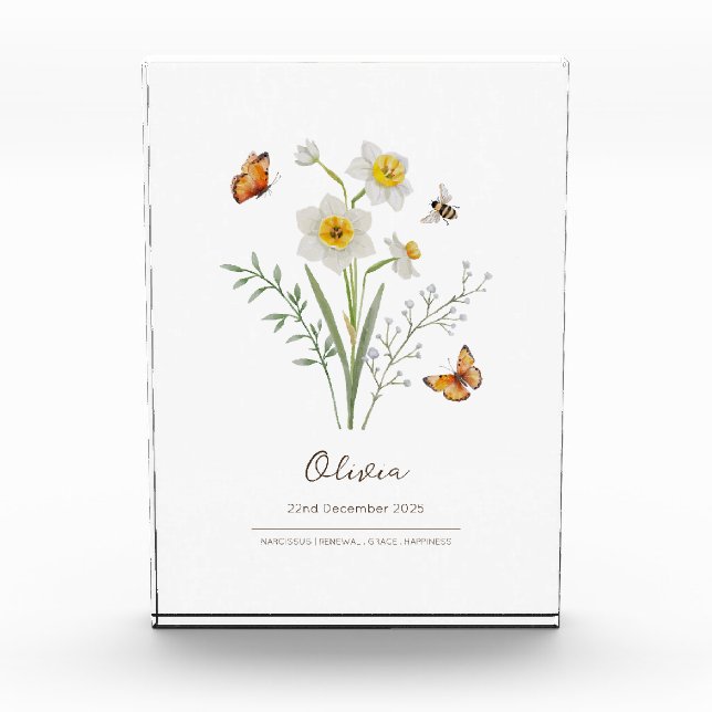 Narziss Geburtsmonatsblume Fotoblock (Vorderseite)
