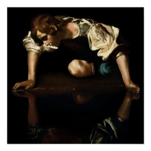 Narziss-Gemälde inspiriert von Caravaggio Poster