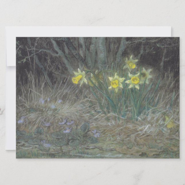 Narzisse Blume und Violetten (von Millet) Karte (Vorderseite)