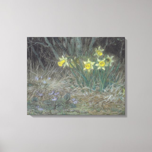 Narzisse Blume und Violetten (von Millet) Leinwanddruck (Vorderseite)