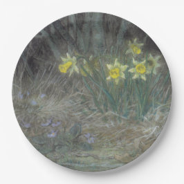 Narzisse Blume und Violetten (von Millet) Pappteller