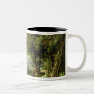 Narzisse, die seine Reflexion bewundert Zweifarbige Tasse