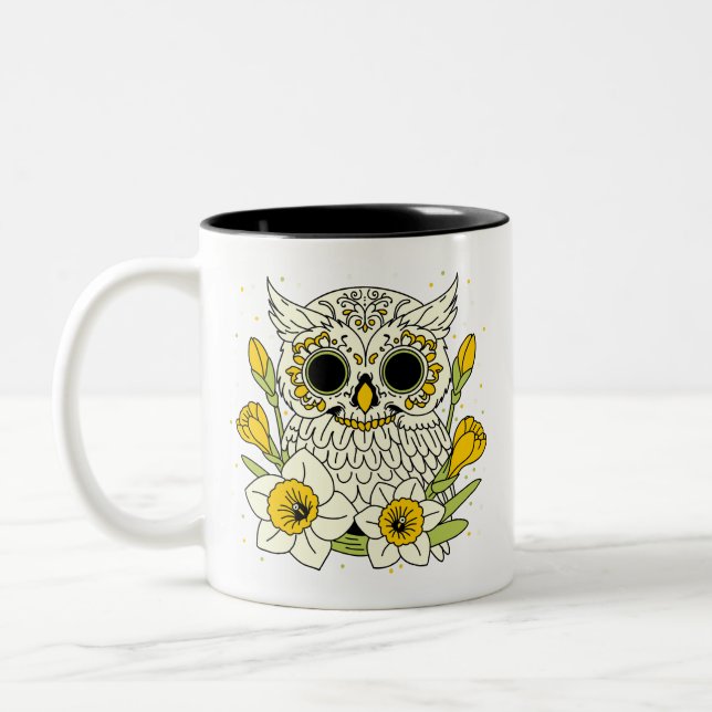 Narzisse und Schädel Zweifarbige Tasse (Links)