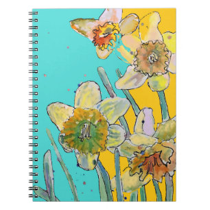 Narzissen-Aquarell-Journal Florales Notizbuch Notizblock
