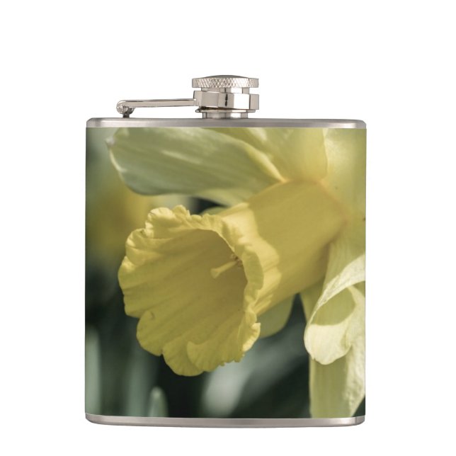 Narzissen-Blumen-Fotografie Flachmann (Vorderseite)