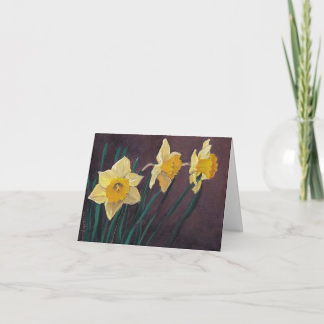 Narzissen-Blumen-Kunst-Anmerkungs-Karte Karte (Vorderseite)
