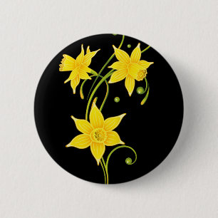 Narzissen-Blumen-Shirt Florales Frühlingsdesign Os Button