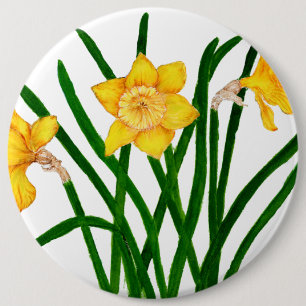 Narzissen-Blumen-Wasserfarbe-Malerei-Grafik Button