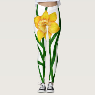 Narzissen-Blumen-Wasserfarbe-Malerei-Grafik-Druck Leggings