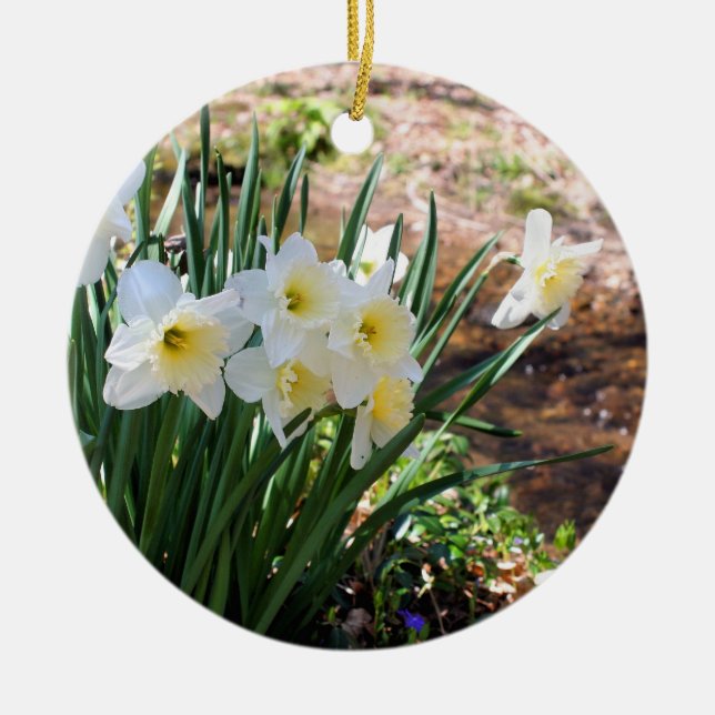 Narzissen durch Bach-Blumen-Verzierung Keramikornament (Vorne)