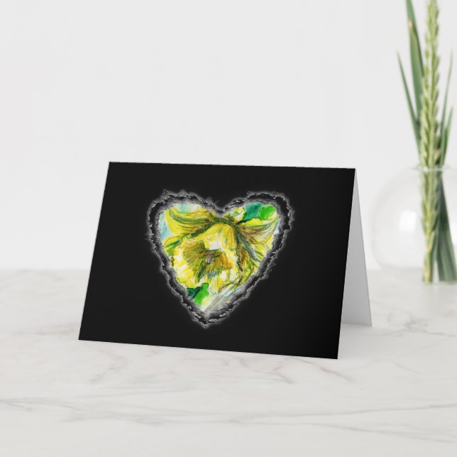 Narzissen-Herzvalentine-Liebe-Romance Karte (Vorderseite)