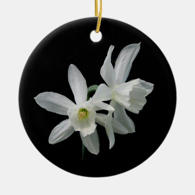 Narzissen-Weihnachtsverzierung Keramik Ornament (Vorne)