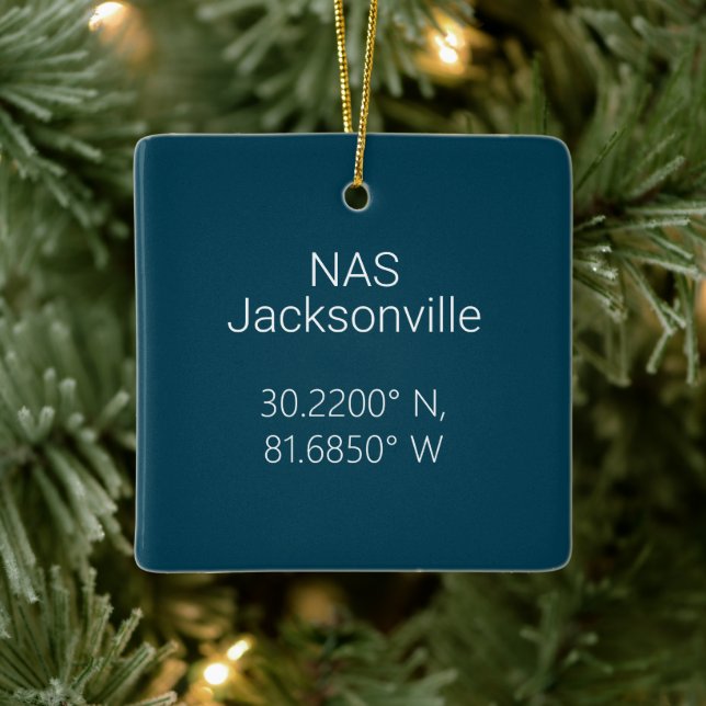 NAS Jacksonville Latitude Longitude Personalisiert Keramikornament (Baum)