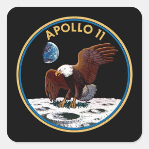 NASA Apollo 11 Mondlandung Lunar Patch Insignien Quadratischer Aufkleber