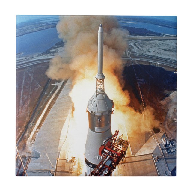 NASA Apollo 11 Moon Landing Rocket Launch Fliese (Vorderseite)
