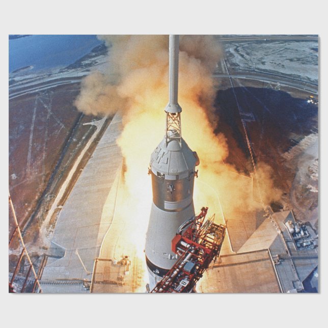 NASA Apollo 11 Moon Landing Rocket Launch Geschenkpapier (Flach)