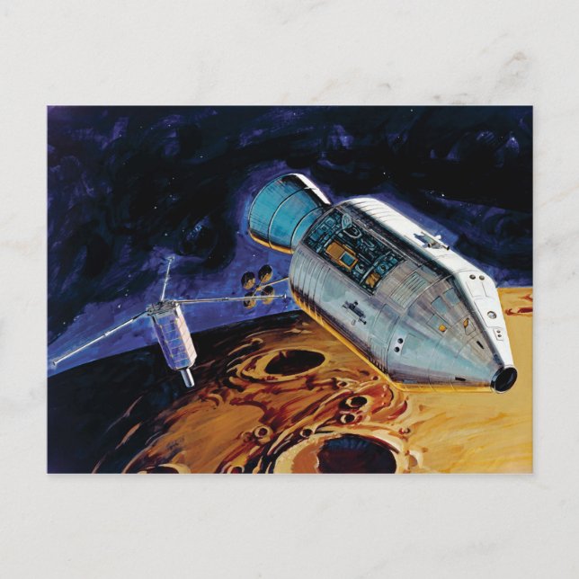 NASA Apollo 15 Subsatellitenfernbahn-Orbit-Artwork Postkarte (Vorderseite)
