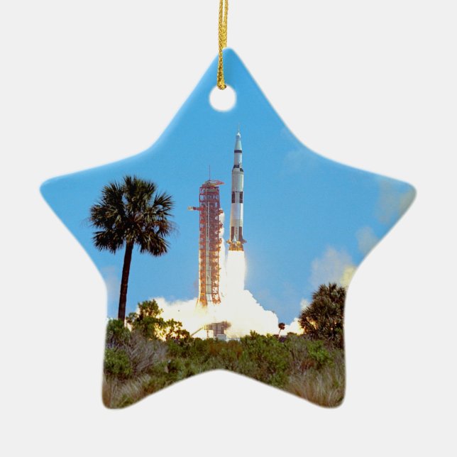 NASA Apollo 16 Saturn V Raketenstart Keramik Ornament (Vorne)