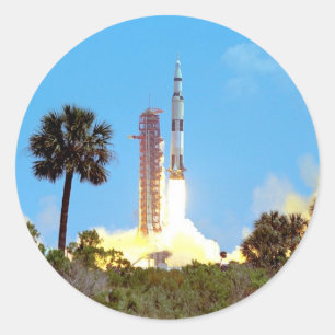 NASA Apollo 16 Saturn V Raketenstart Runder Aufkleber