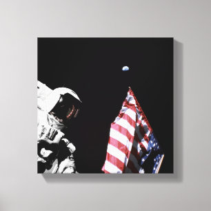 NASA Apollo 17 Astronaut Flagge Erde Mond Foto Leinwanddruck