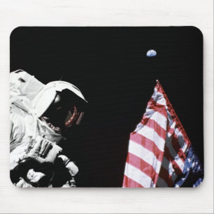 NASA Apollo 17 Astronaut Flagge Erde Mond Foto Mousepad