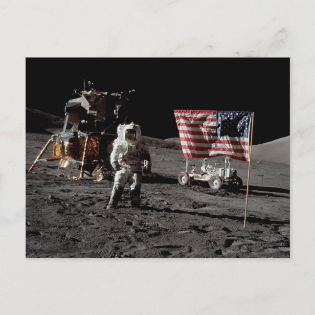 NASA Apollo 17 lunar landing mission, 1972 Postkarte (Vorderseite)