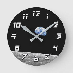 NASA Apollo 8 Earthrise Mond Lunarorbit Foto Runde Wanduhr