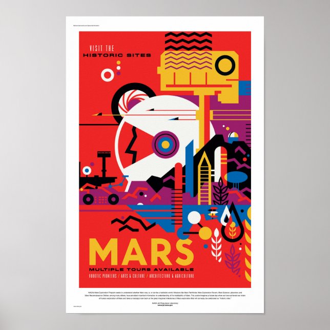 NASA Future Travel Poster - Mars besuchen Planet (Vorne)