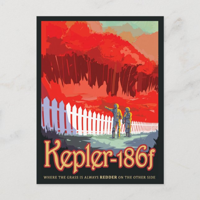 NASA Future Travel Sci Fi Poster - Kepler 186f Postkarte (Vorderseite)