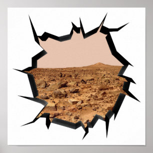 NASA Mars Landschaft Twin Peaks 3D Gebrochene Wand Poster