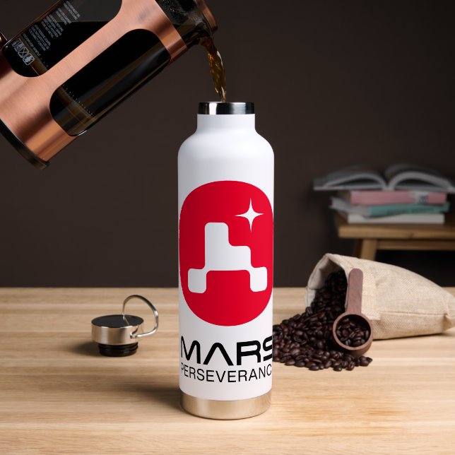 NASA-Mars - Rover-Logo-Rocket weiß Trinkflasche (Kaffee (gedreht))